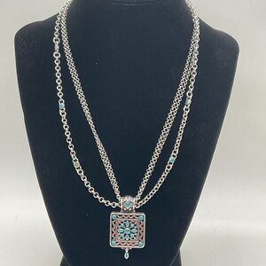 Brighton Carnival Triple Strand Turquoise Colored Pendant Necklace